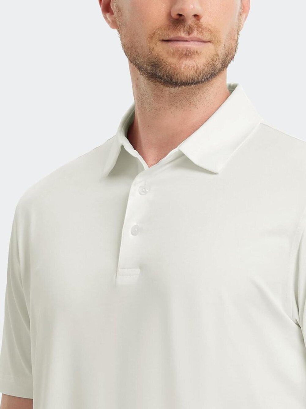 Men B- Cream Dry Fit Polo Shirt Color Block Chest Print Moisture Wick - Picture 3 of 6